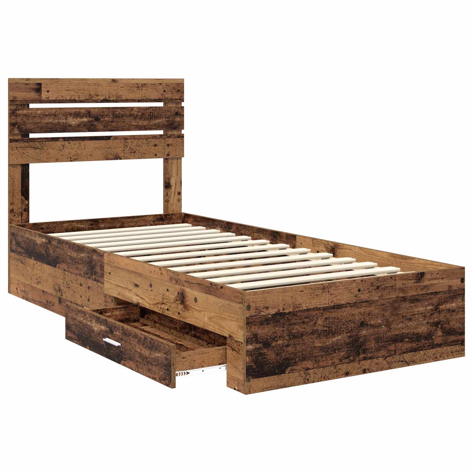 Cadre de lit bois ancien 90 x 190 cm en panneau de bois - 5