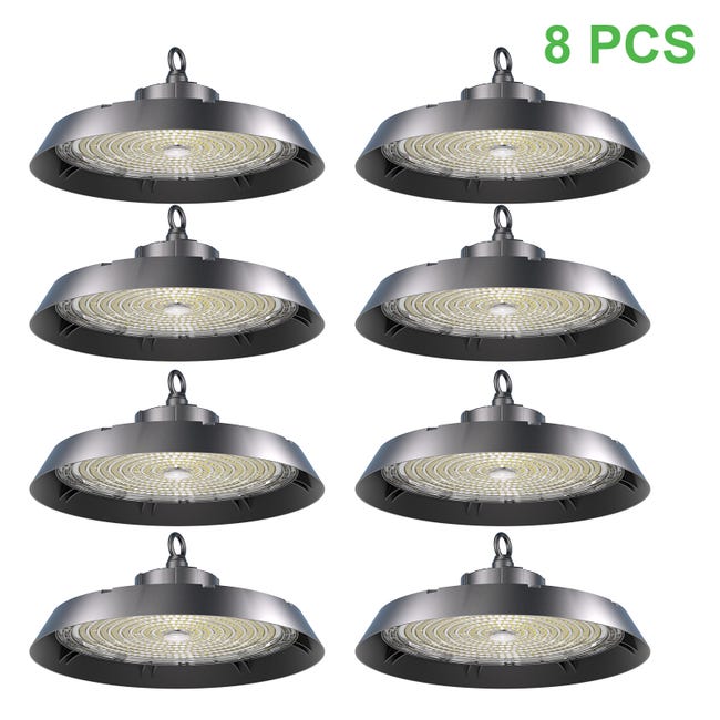 8PCS Anten 200W UFO LED Anti-Éblouissement Suspension Industrielle LED ...