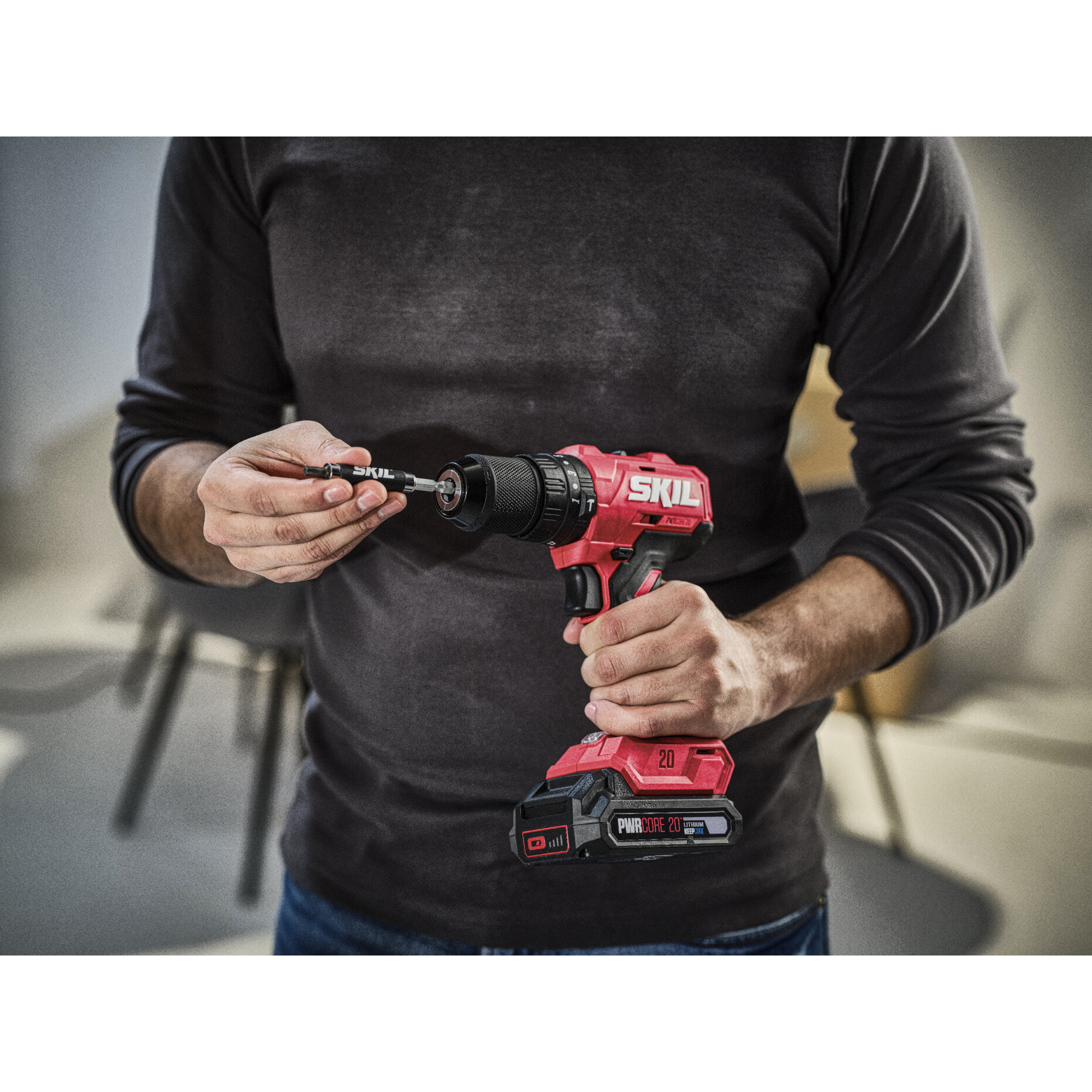 Perceuse à percussion sans fil SKIL 3021 HA 20 V moteur sans charbons 2 batteries 2,0 Ah chargeur coffret embout double - 4