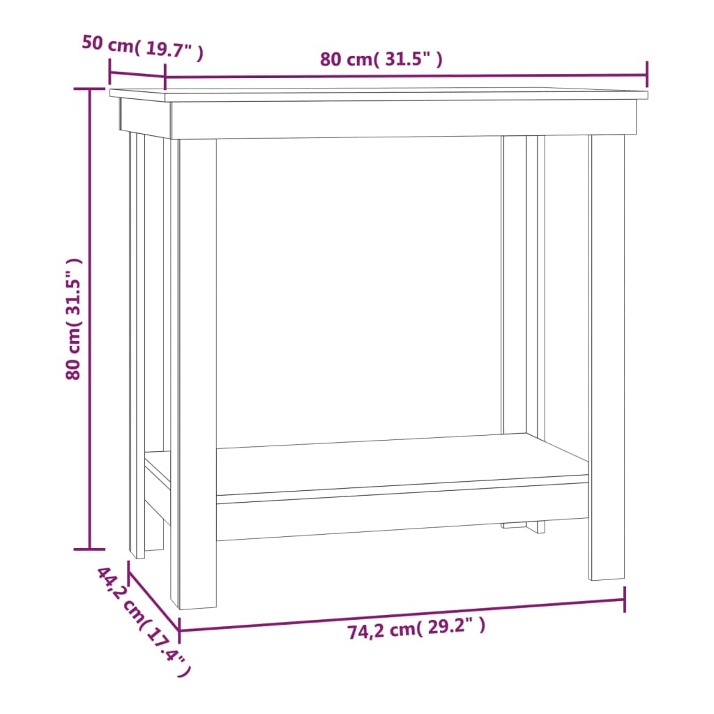 Banc de travail 80x50x80 cm Bois de pin massif vidaXL - 3
