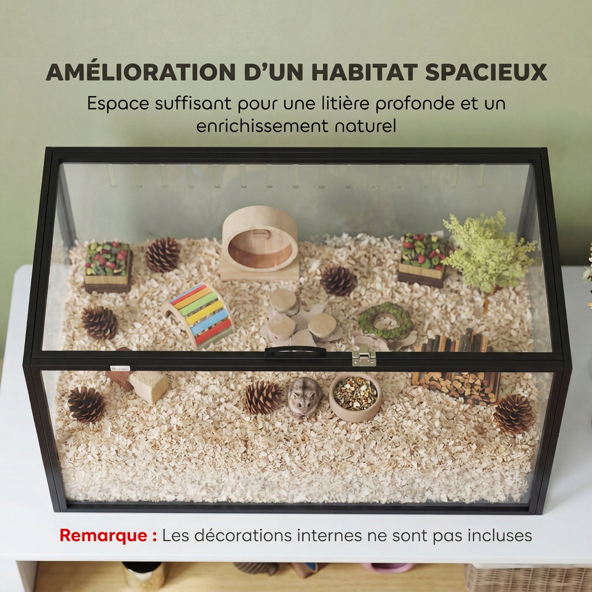 Cage pour hamster transparent de vue panoramique 360° acrylique noir ...