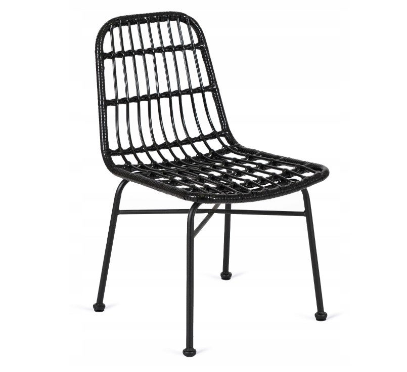 Krzesło Ogrodowe Rattanowe Czarne WALDI