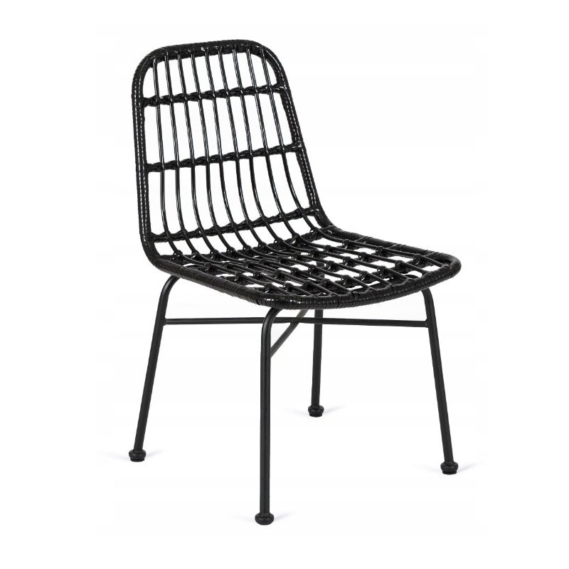 Krzesło Ogrodowe Rattanowe Czarne WALDI