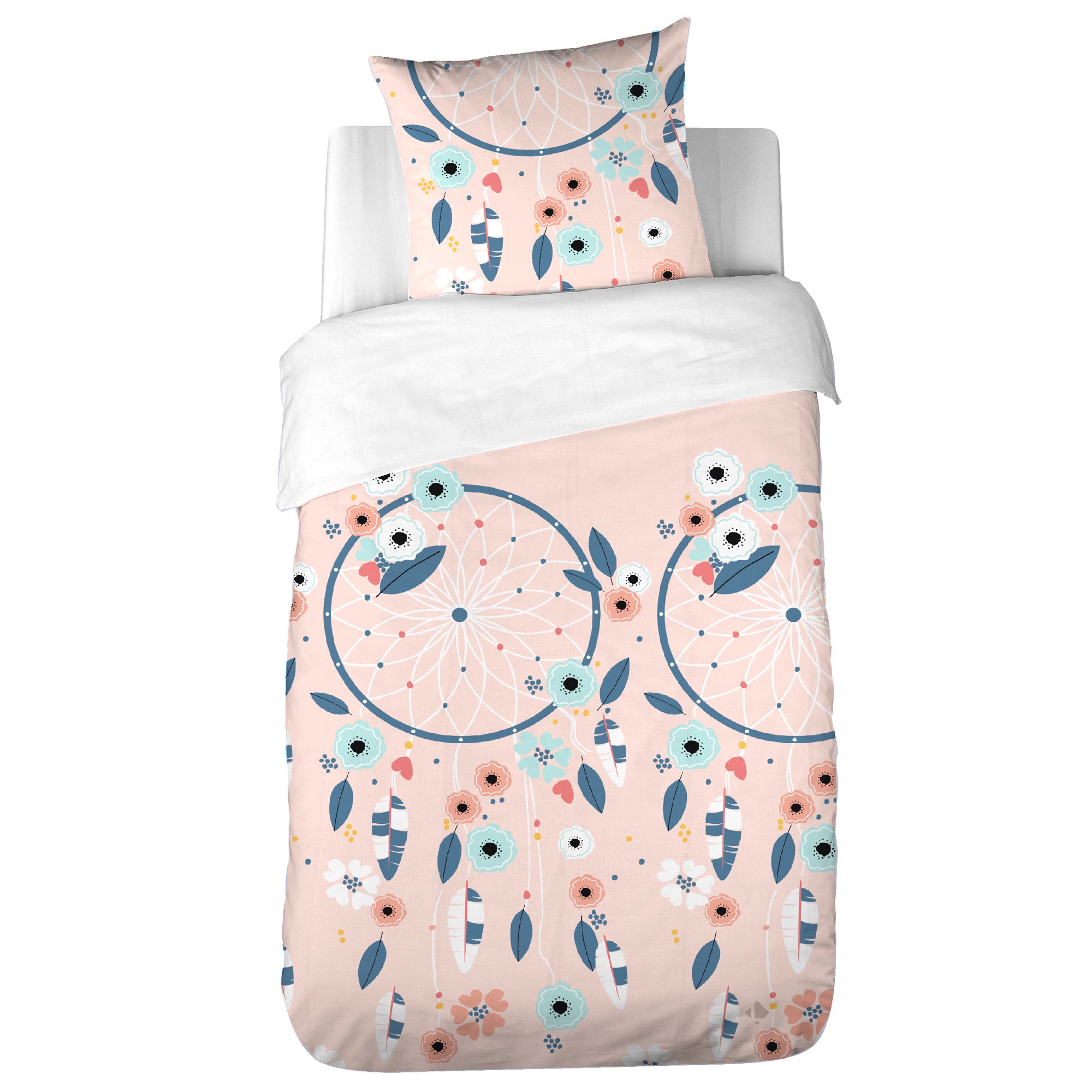 Parure de lit 140x200 cm coton bci adouci PRUNELLIA rose 2 pièces - 2