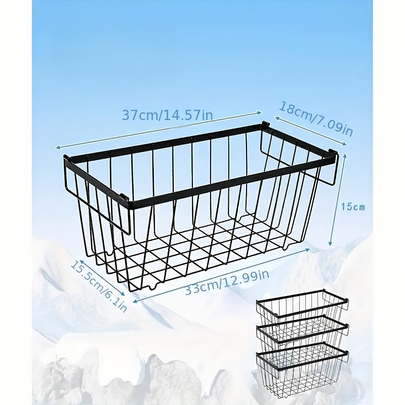 Lot de 4 paniers de rangement pour réfrigérateur de cuisine, étagère de rangement polyvalente pour congélateur portable, panier de rangement empilable - 7