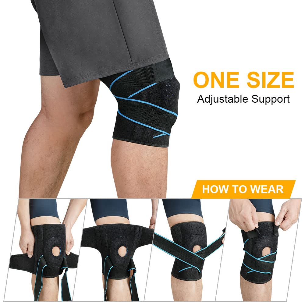 Genouillère avec stabilisateur latéral et coussinets en caoutchouc - Genouillère réglable pour rotule et ligaments - 6
