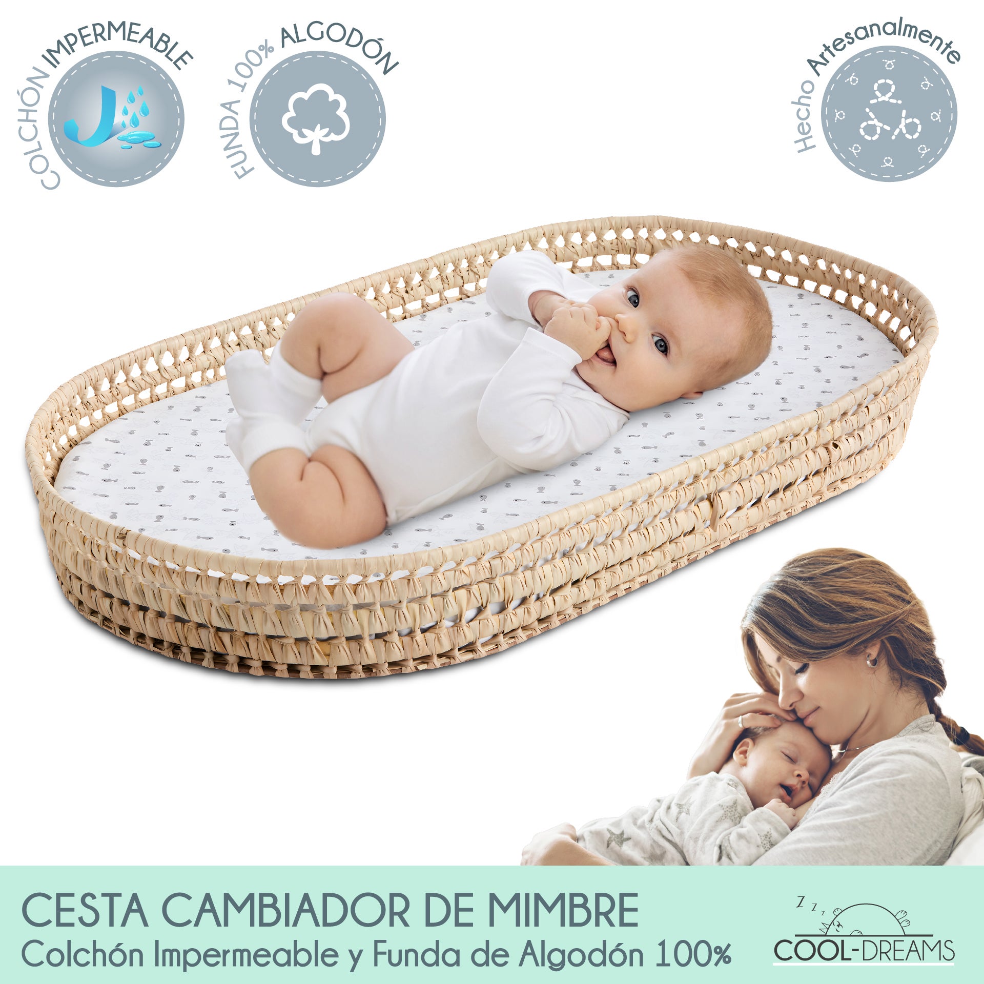 SEBRAM Panier à Langer Bébé - Matelas à langer portable et pliable