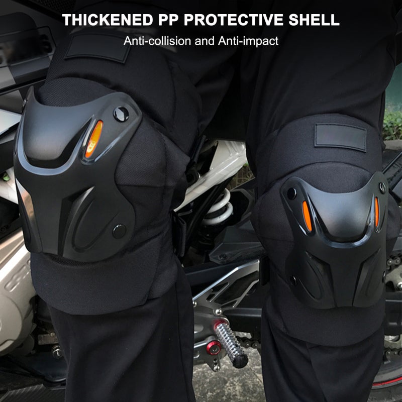 Conjunto de 2 joelheiras ajustáveis para motociclismo, cotoveleiras aquecidas, proteção contra quedas com faixa refletora. - 3