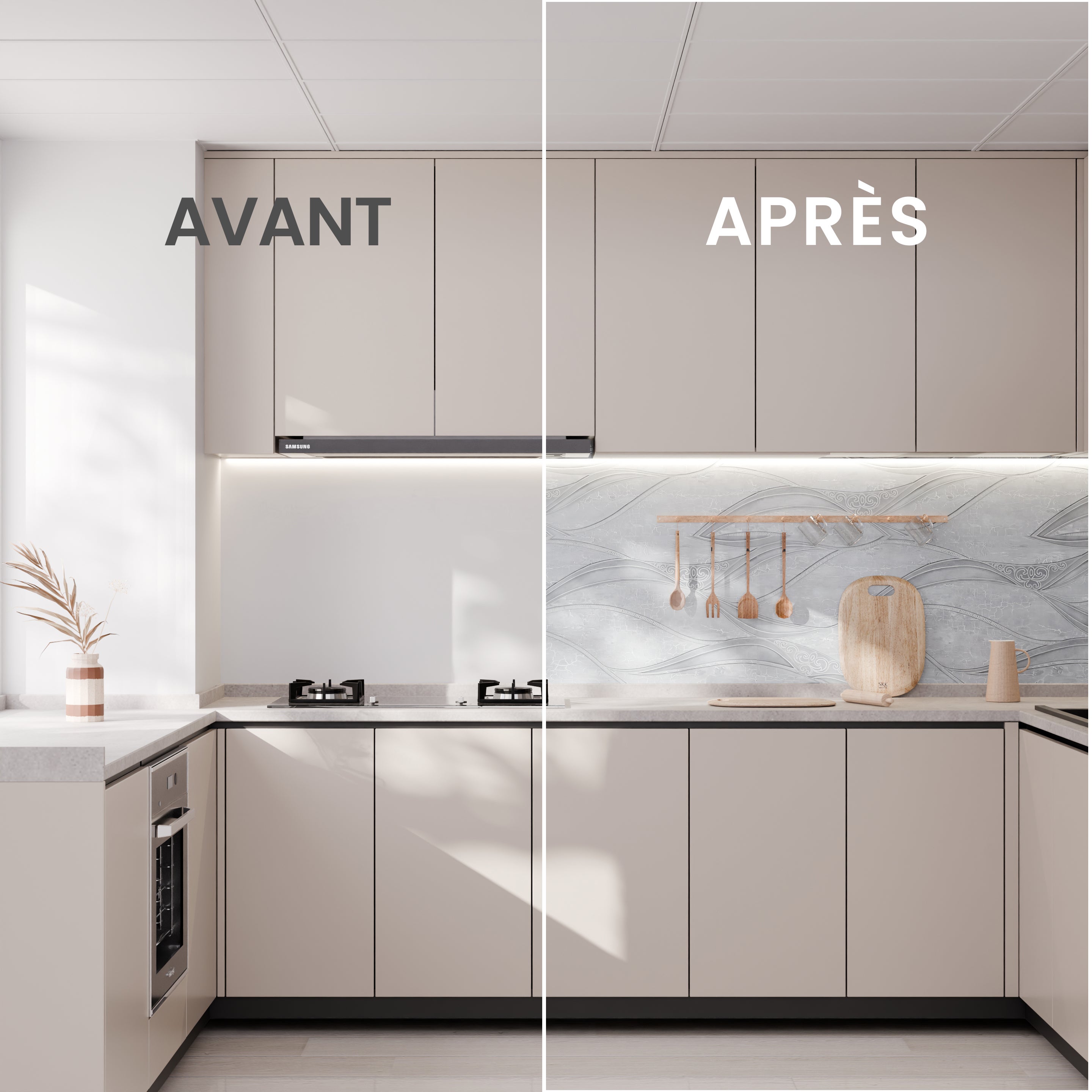 Panneau Mural – Blanc Chrome – Effet Marbre – 250x120x0.3CM - 3
