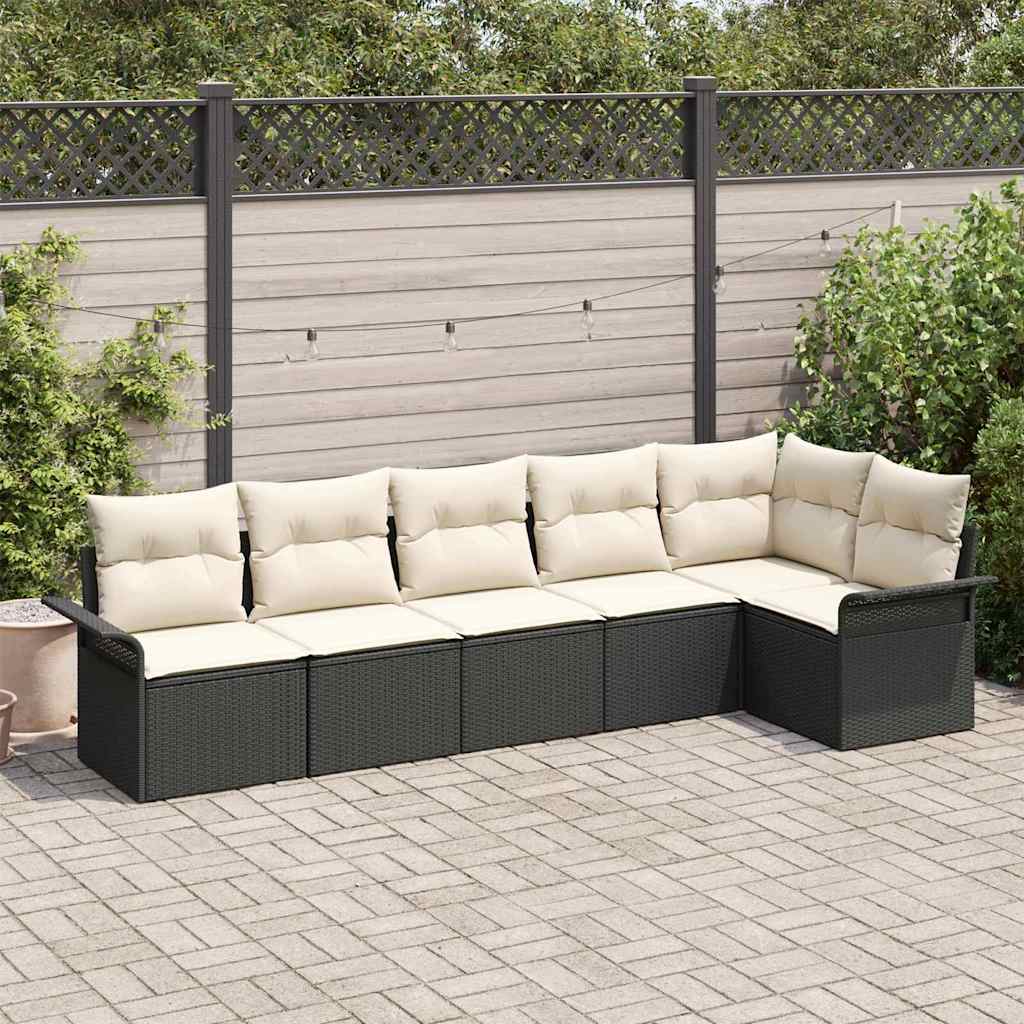Zestaw Sof na Ogród z poduszką 6 pcs Czarny polirattan vidaXL