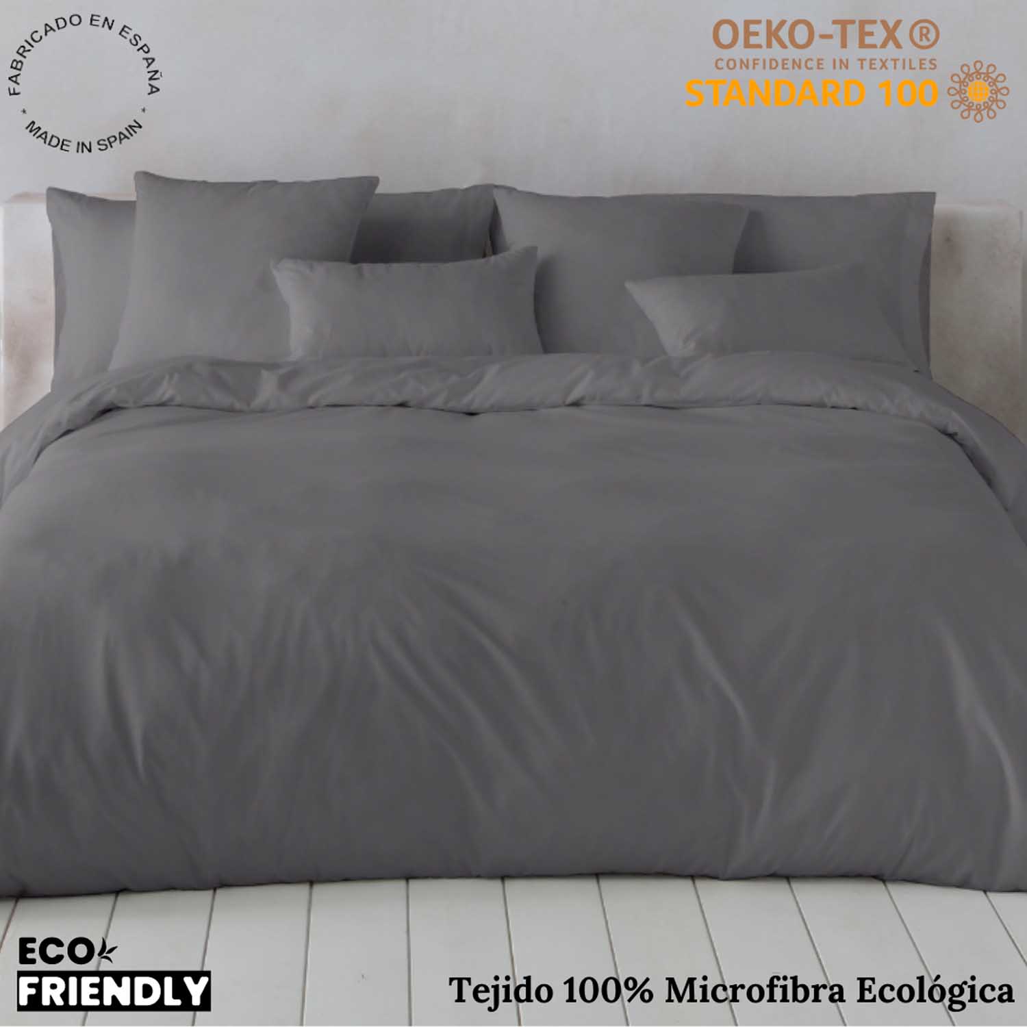 ICEHOME - 2 Piece Smooth Duvet Cover 2 Pieces Bed 90 - Microfibre Polyester - Includes 1 Pillowcase - Made in Spain - GREY 7 - 2
