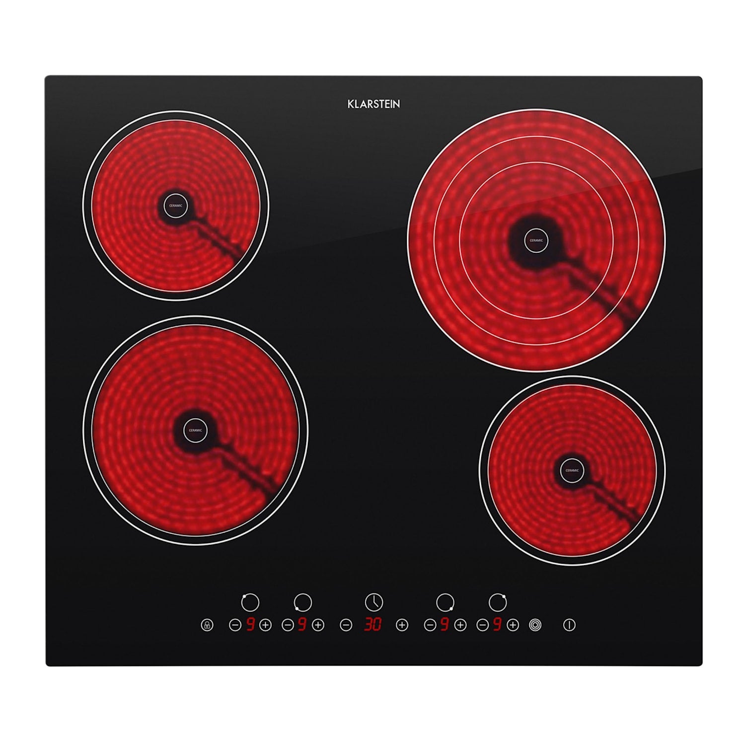 Klarstein Virtuosa Cocina Encastrable De Vitrocerámica 6500 W 59X52 Cm 4 Placas Negro , Leroy Merlin