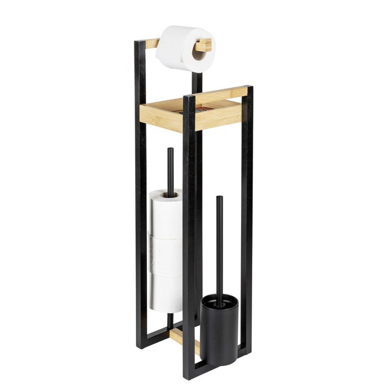 Stojący uchwyt na papier toaletowy z szczotką Braidi czarny