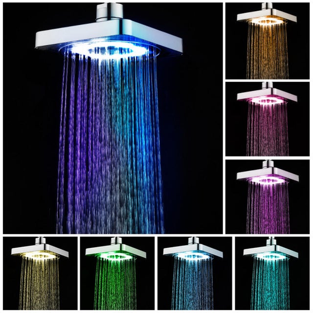 COMELY Doccia LED 8 pollici Quadrata, Controllo della Temperatura, 3 Colori Cambianti, Finitura