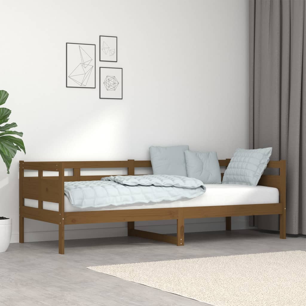 Łóżko Dzienne Drewniane Brązowe Rama Łóżka Ze Stelażem Sofa 80x200 cm