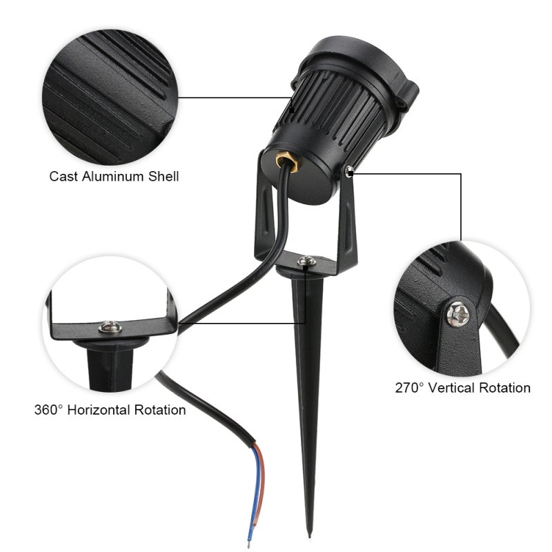 Lot de 4 lampes LED COB 12 V AC/DC, 500 lm, projecteurs haute puissance ultra-lumineux pour jardin, terrasse et allée. - 9