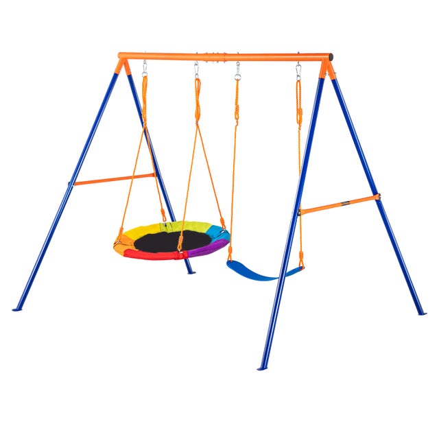 Ensemble de balançoires en A,SucceBuy capacité de 440 lb,1 soucoupe et 1 balançoire à ceinture,métal robuste,corde réglable