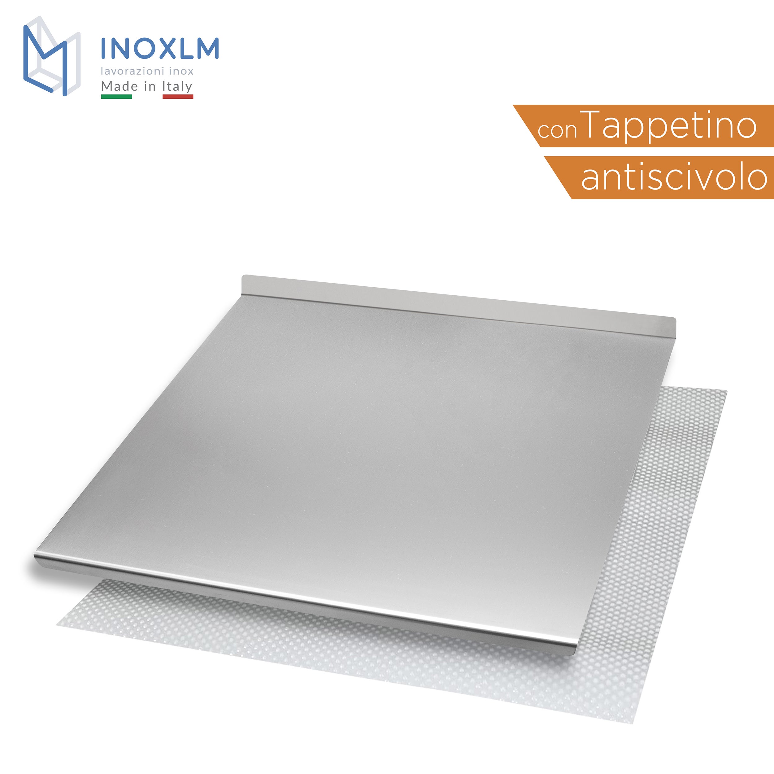 INOXLM Tagliere Spianatoia 60X56 con piega 2 cm ed alzatina 4 cm per impastare Piano da Lavoro in Acciaio Inox per Cucina per Bar per Ristorante - 2