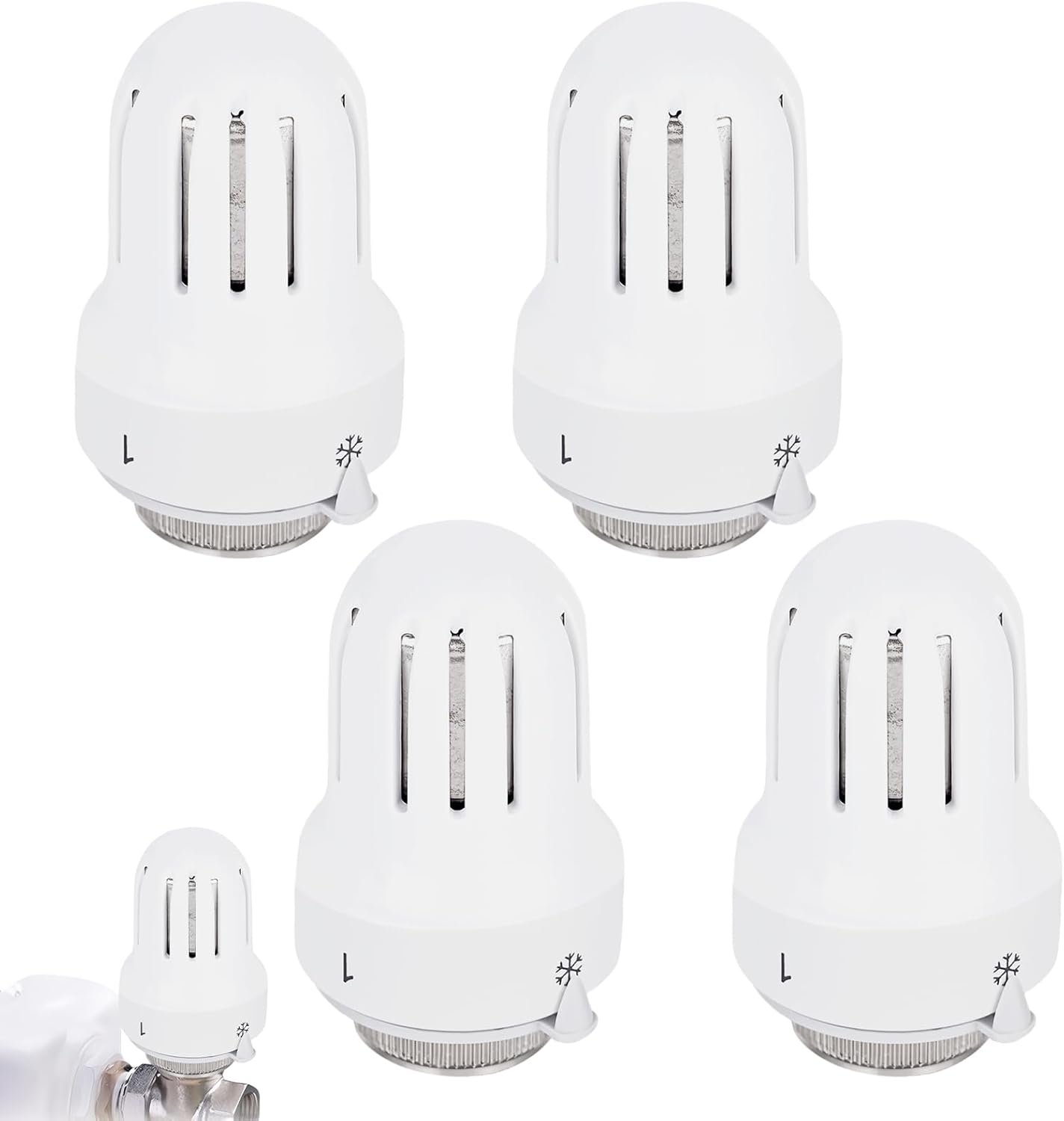 4 Sztuki Trwały Materiał Zawór Grzejnikowy, Inteligentna Regulacja Temperatury, Funkcja Ochrony Przed Zamarzaniem i Regulowany (M30 x 15)