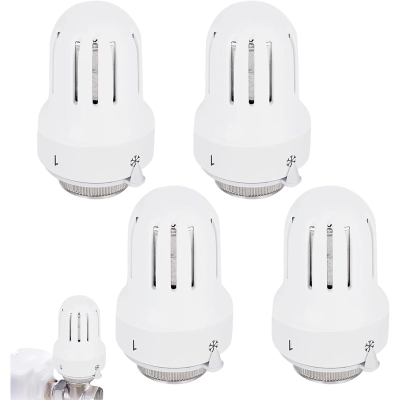 4 Sztuki Trwały Materiał Zawór Grzejnikowy, Inteligentna Regulacja Temperatury, Funkcja Ochrony Przed Zamarzaniem i Regulowany (M30 x 15)