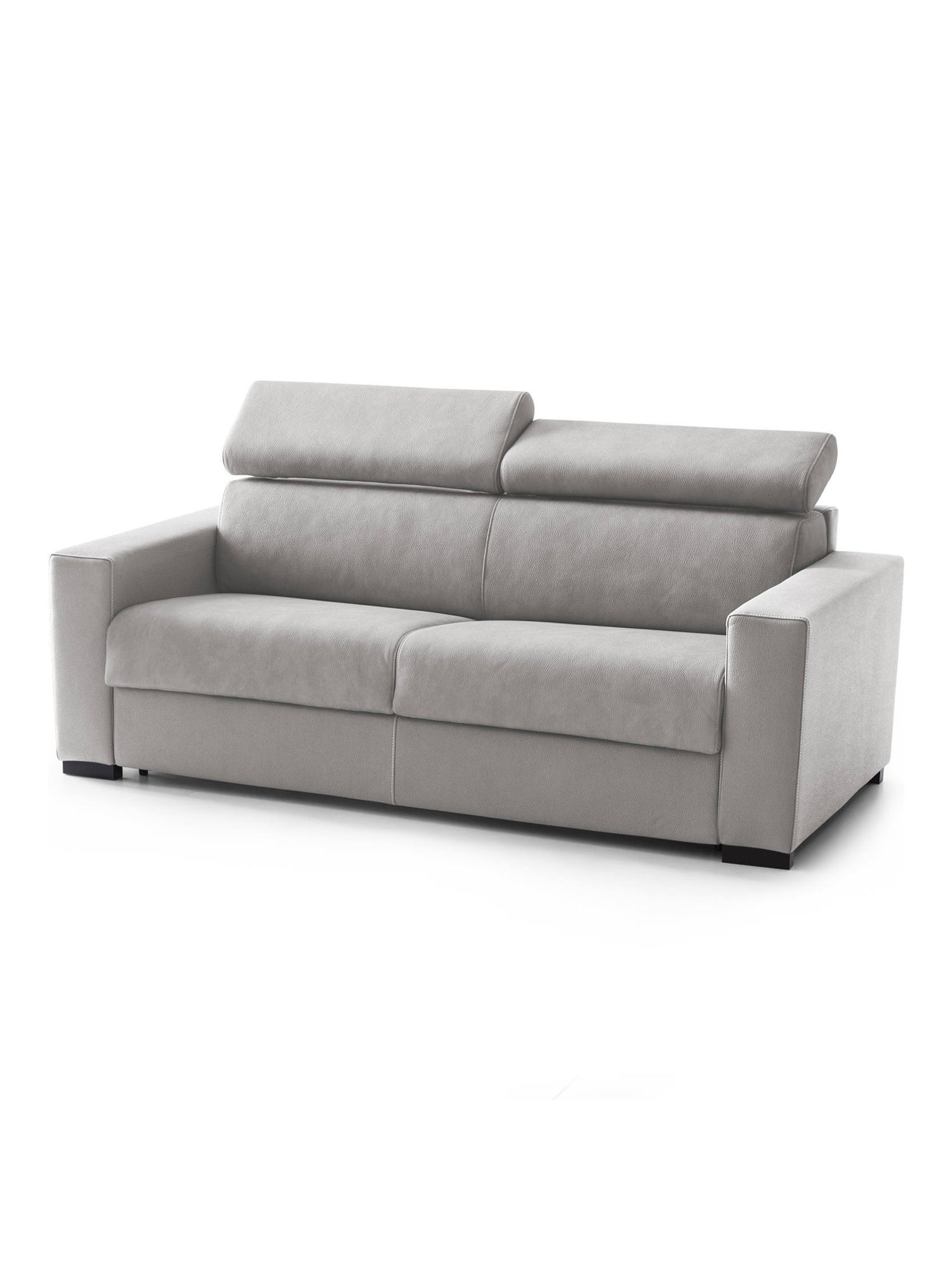 Sofá fijo 3 plazas vigolana, sofá de tela acolchada, reposacabezas regulables y reposabrazos finos, 100% made in italy, 220x95h85 cm, gris