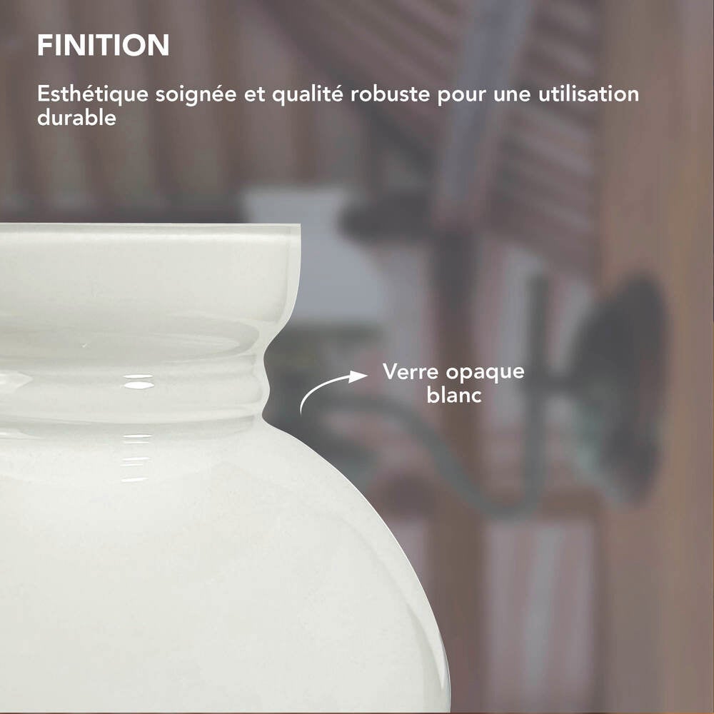 Abat jour en verre blanc opaque diam. 107 mm - Tibelec - 6