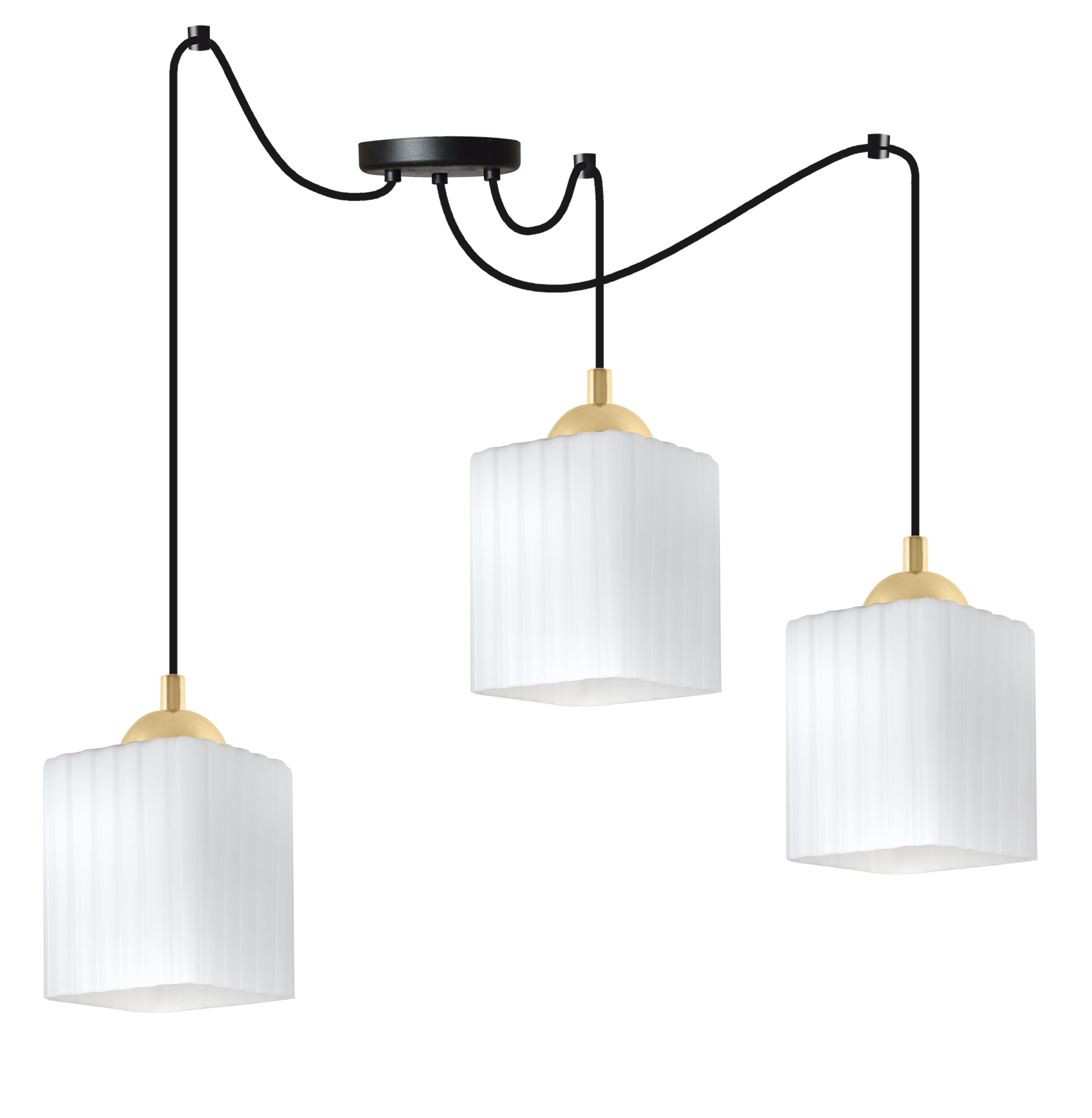 Lampă suspendată de tavan Light Home LH Riffle Spider 3x E27 60W negru/alb/auriu