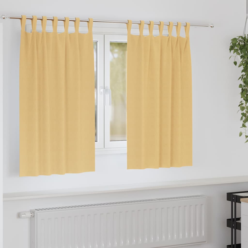 Firany blackout z kółkami 2 pcs Beżowy 140 x 140 cm Poliester vidaXL