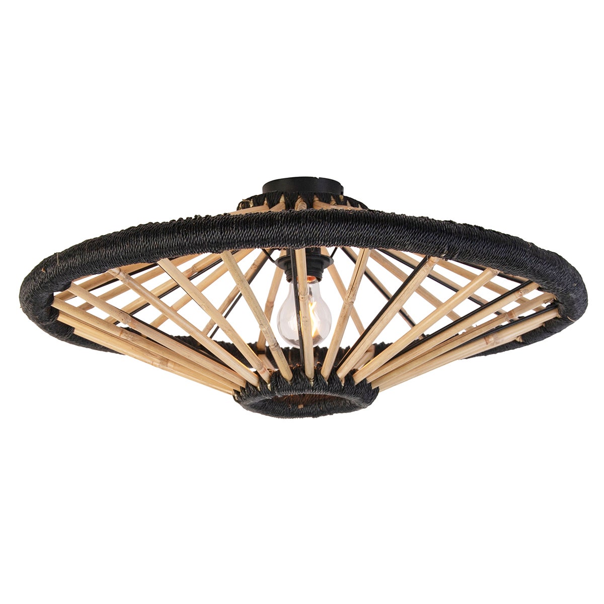 Qazqa kolonialny plafon - Evalin - czarny, okrągły, max. 40w, kompatybilny z żarówką LED, e27, 60cm oświetlenie wewnętrzne