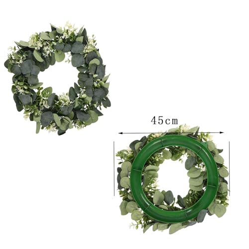 HJHIWE - Ghirlanda artificiale con foglie verdi di oliva, 30,8 cm, per porta d'ingresso o per interni per tutte le stagioni, per casa, ufficio, pareti, finestre, decorazioni per matrimoni