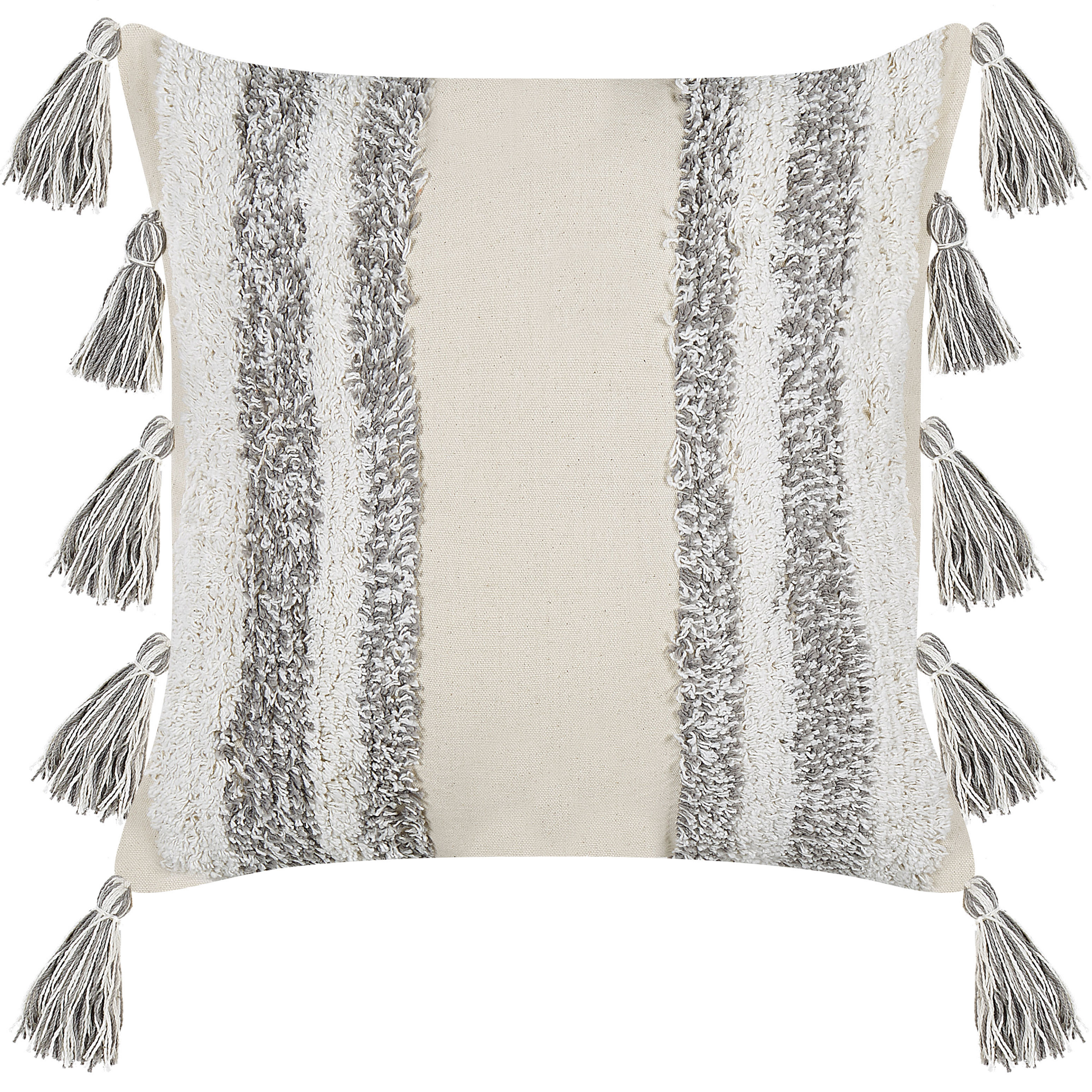 Beliani cojín decorativo heliconia algodón 45 x 45 cm beige a rayas