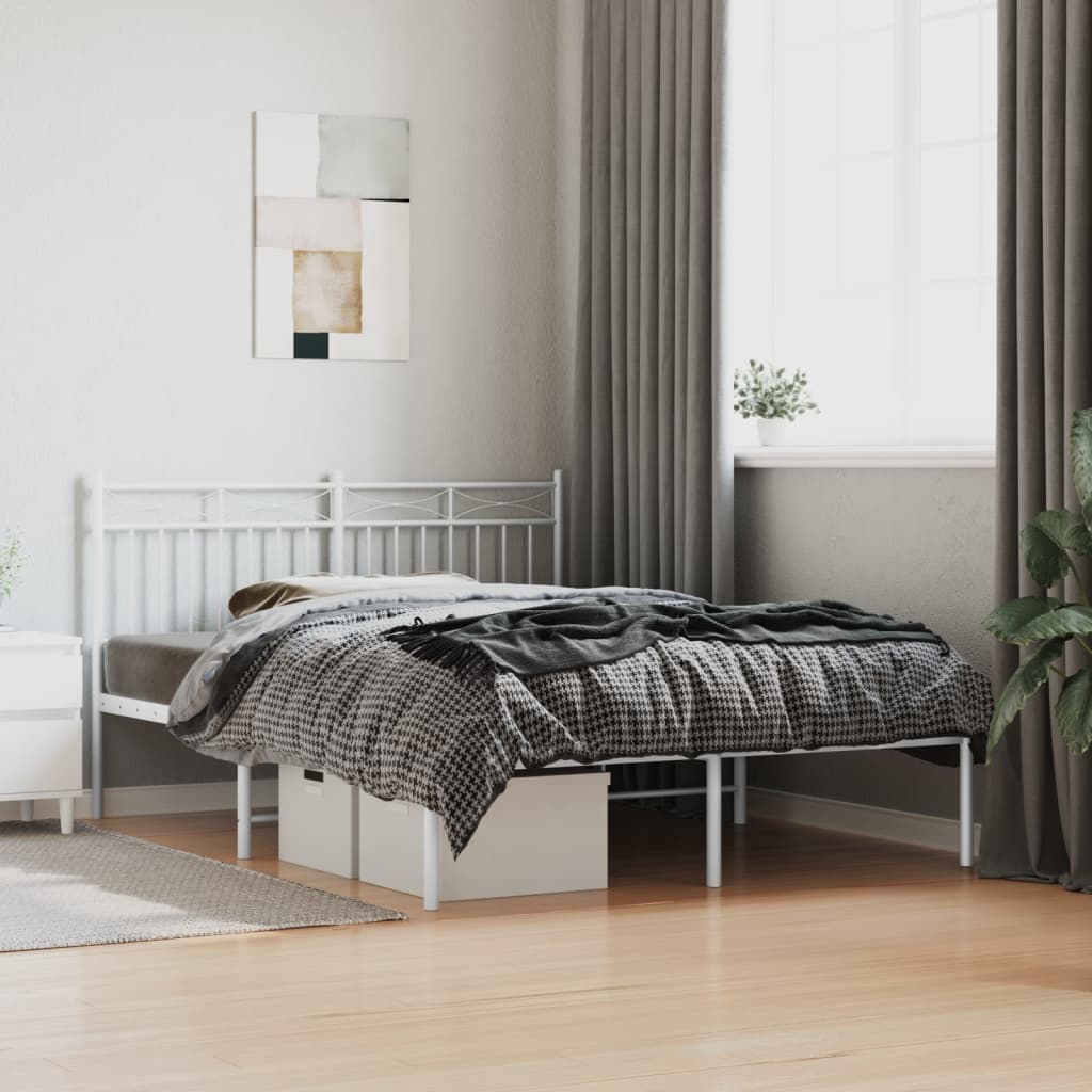 Tête De Lit Métal Blanc 140 Cm - En Acier, Design Classique, Pour Lit à Tubes Ronds, Dimensions 146x3x97 Cm