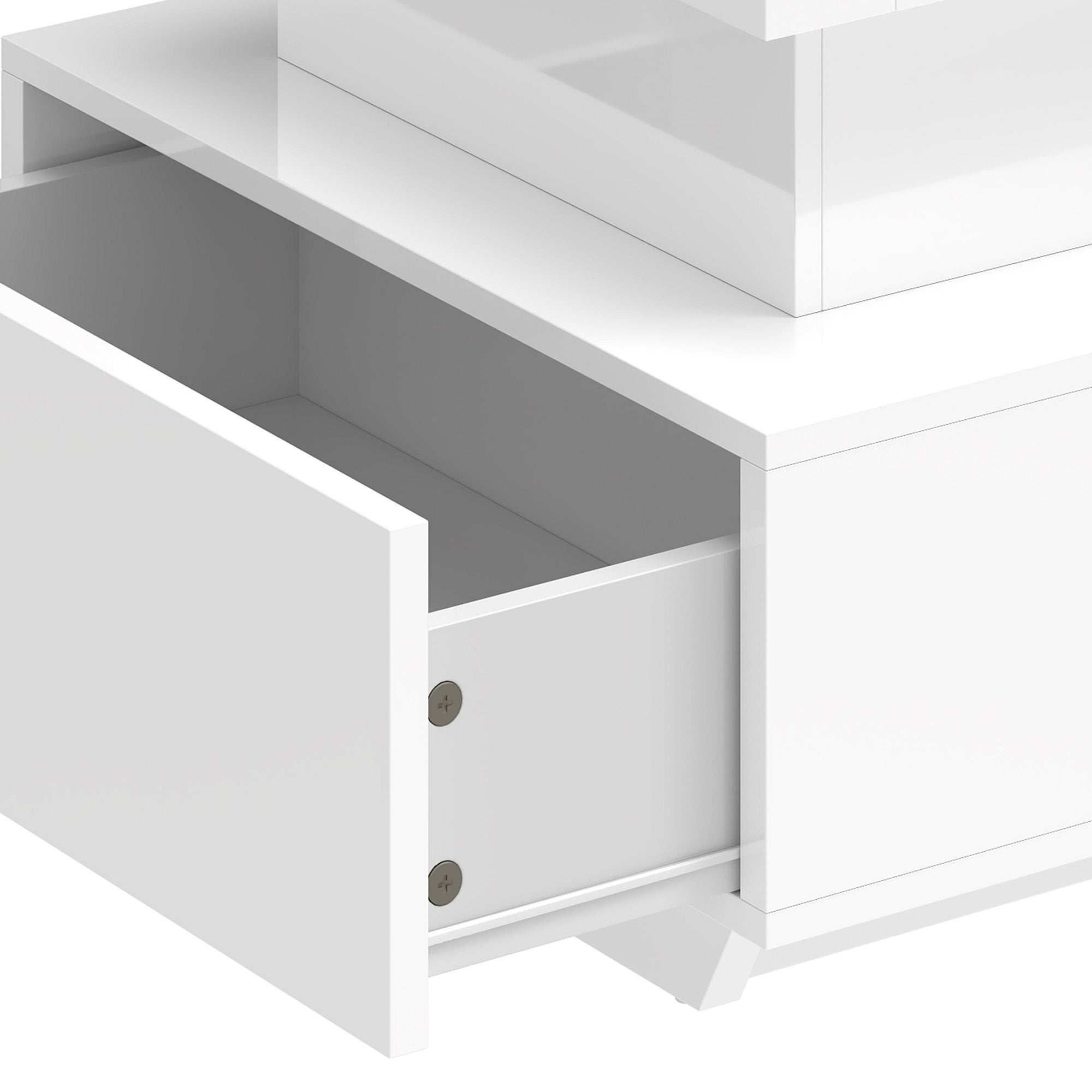 Balconera Table basse avec plateau relevable, 60 x 60 x 45 cm, finition laquée brillante, guirlande lumineuse LED et 2 tiroirs - 9