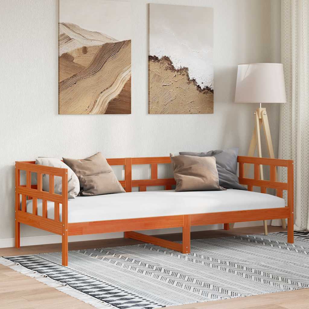 Łóżko Dzienne Drewniane Brązowe Rama Łóżka Ze Stelażem Sofa 90x200 cm