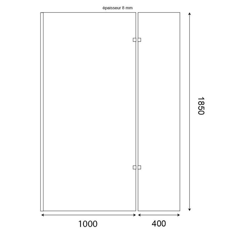 Paroi de douche italienne 100+40 x 185cm NEPTA verre 8 mm avec volet pivotant - 5