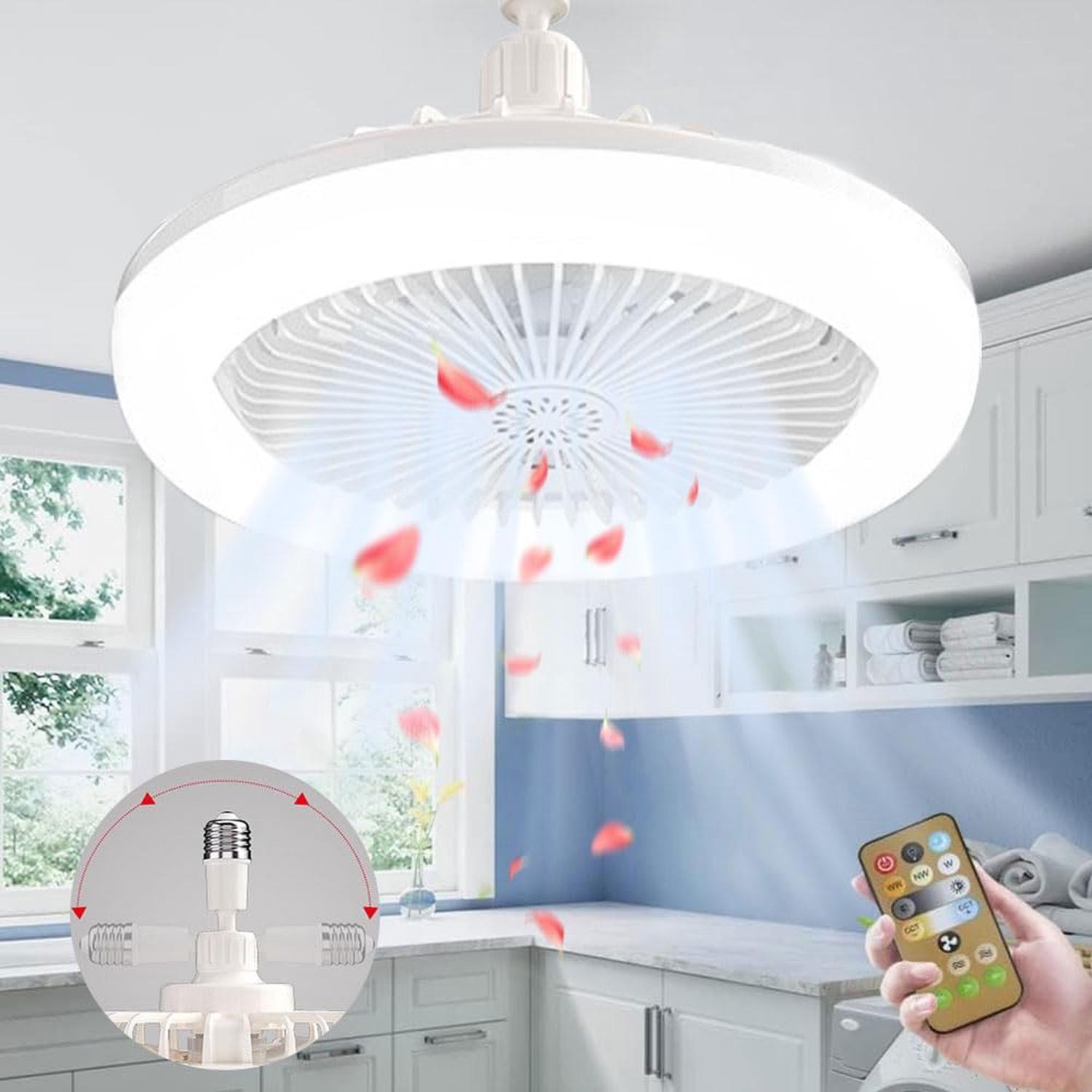 Ventilatore Da Soffitto Con Luce Pale Scomparsa 72W Lampadario Sospensione con Telecomando incluso Regolabile 3000K 4000K 6500K