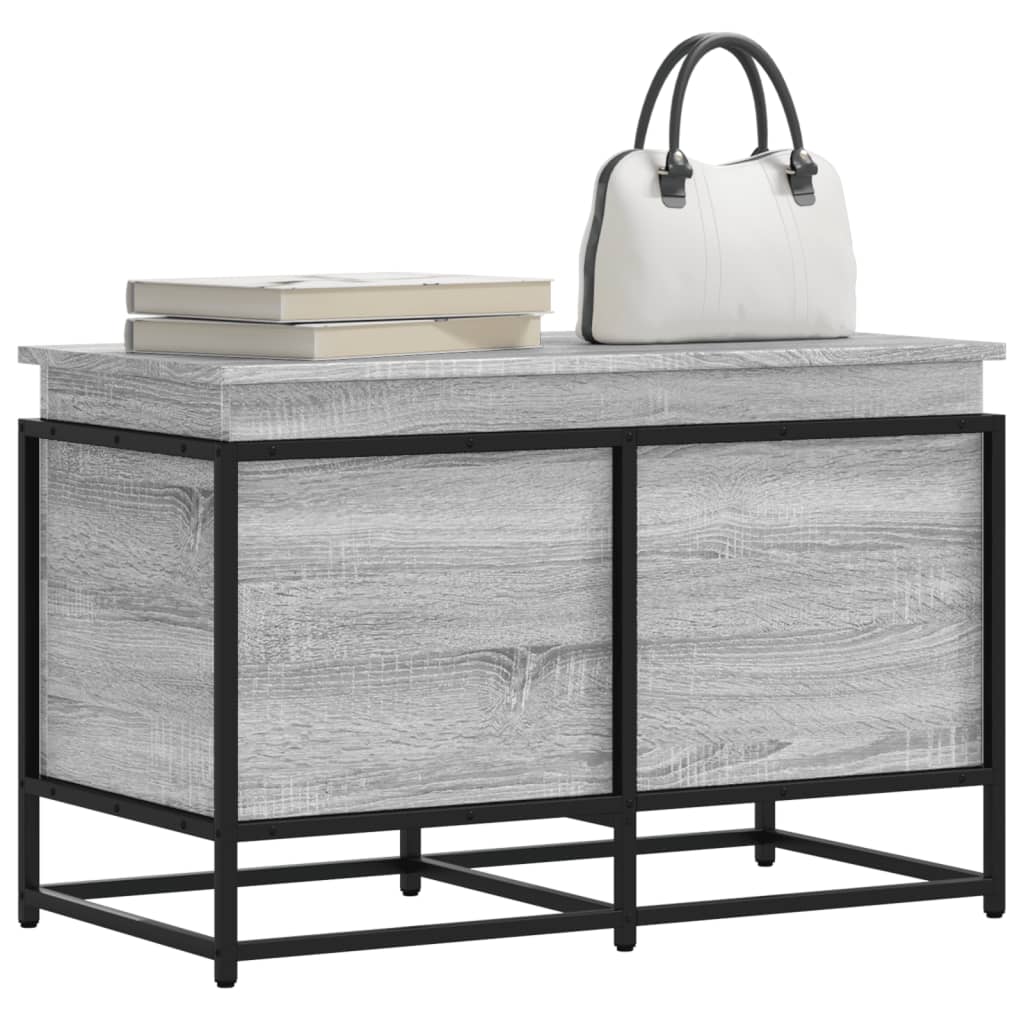Caja de almacenaje con tapa madera gris 80x40x51,5 cm