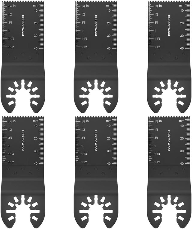 Lames de scie oscillantes multi-usages, lot de 6, 34 mm, universelles, pour bois et plastique
