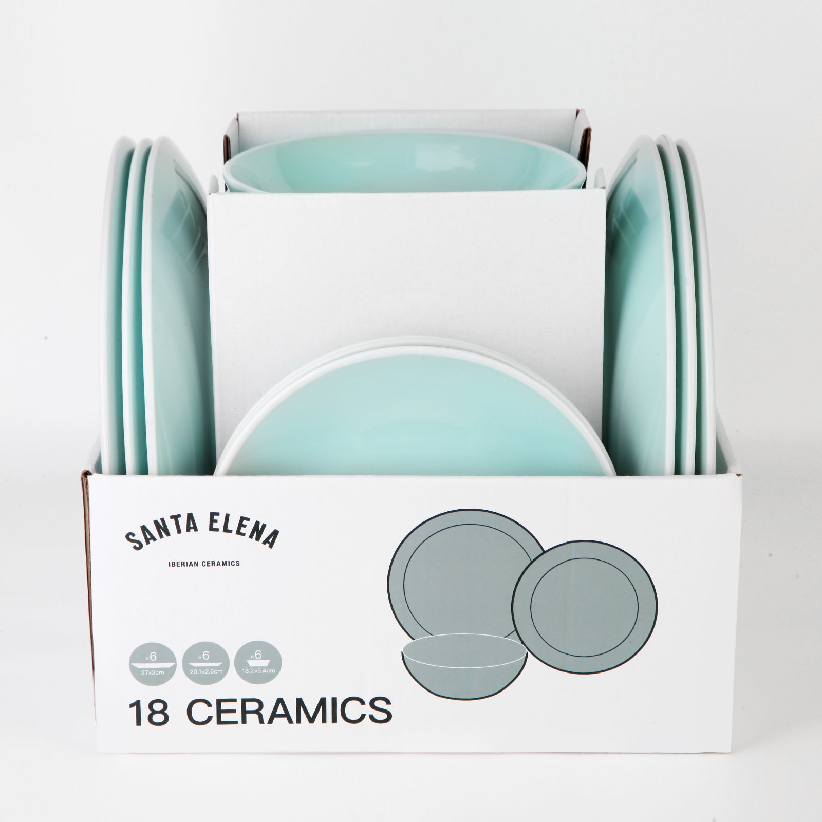 Vajilla 18 piezas de Ceramica Santa Elena modelo Sol color Verde. Servicio para 6 personas. - 2
