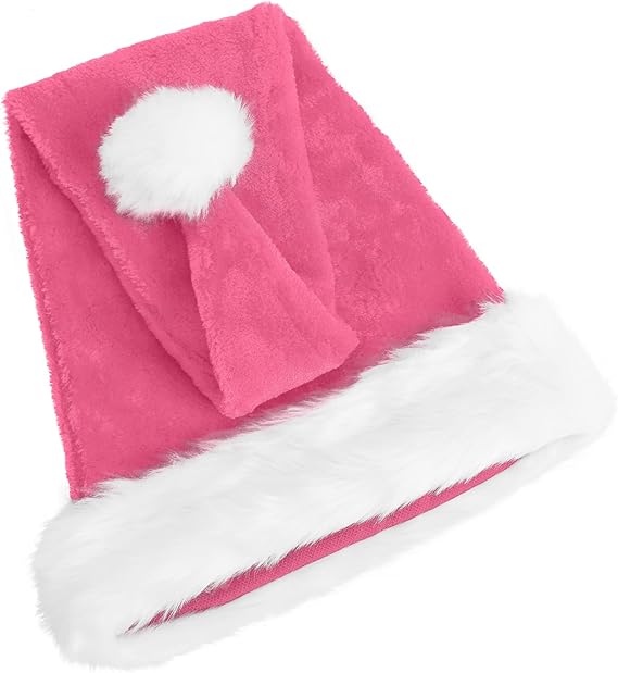 1 sztuka (32*45 cm) różowa długa czapka świąteczna, czapka świąteczna dla dorosłych mężczyzn i kobiet, czapka świąteczna, czapka Mikołaja - 3