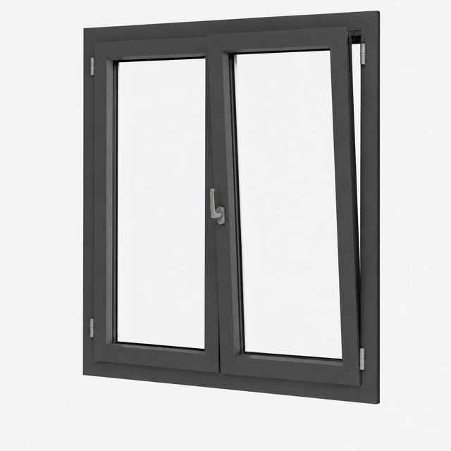 Fenêtre PVC 2 vantaux H 125 x L 120 cm OB anthracite pour pose en neuf avec poignée