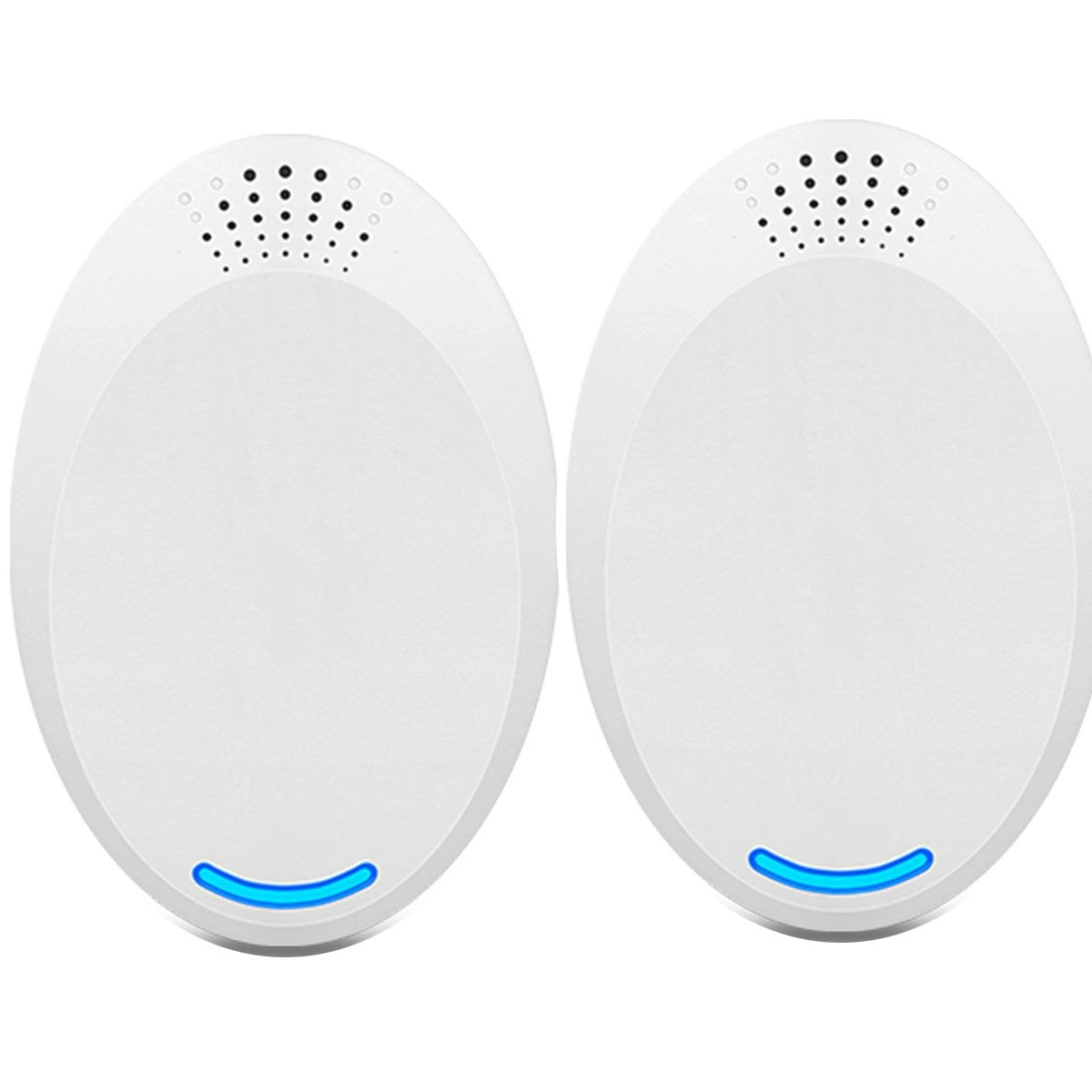 Répulsif à Ultrasons Lot De 2 - Anti Moustiques, Souris, Cafards, LED Veilleuse, Blanc