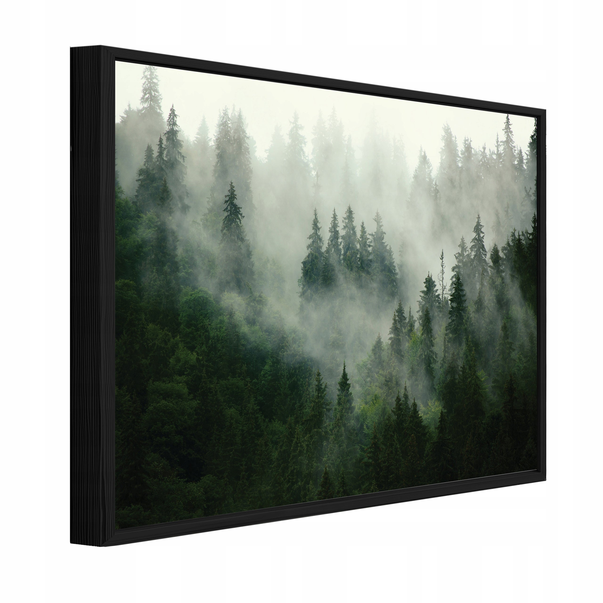 Tablou Canvas padure verde ceata Tablou decorativ Rama Neagra Living Bucatarie Tablouri de perete 120x80 cm