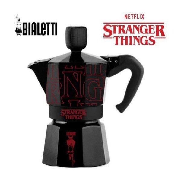 Cafetiere italienne - bialetti - moka express - collection stranger things - 6 tasses - 270 ml - noir / rouge