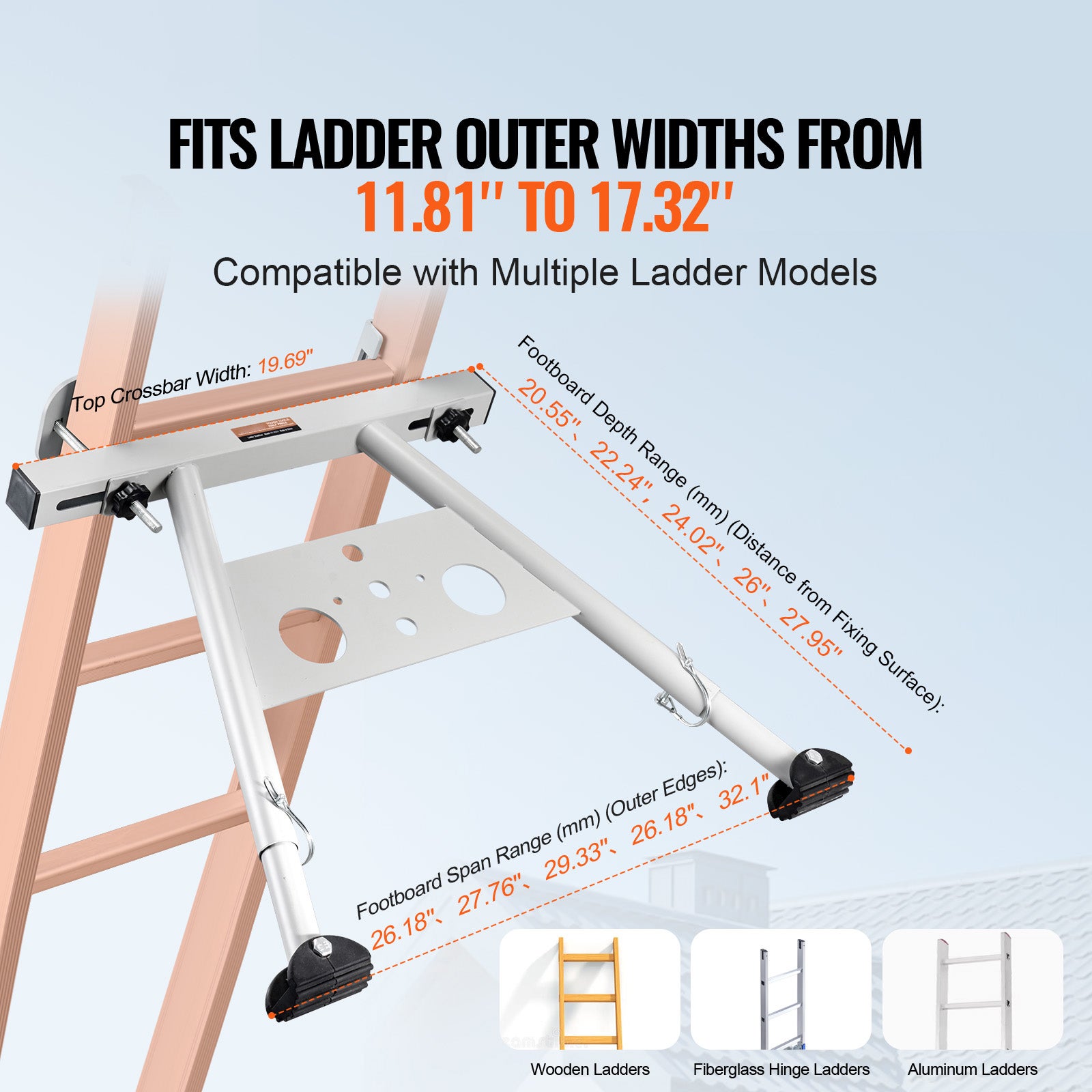 Stabilisateur d'échelle,SucceBuy pieds réglables,support d'échelle extensible,accessoires d'échelle murale robustes pour gouttière toit,convivial - 4