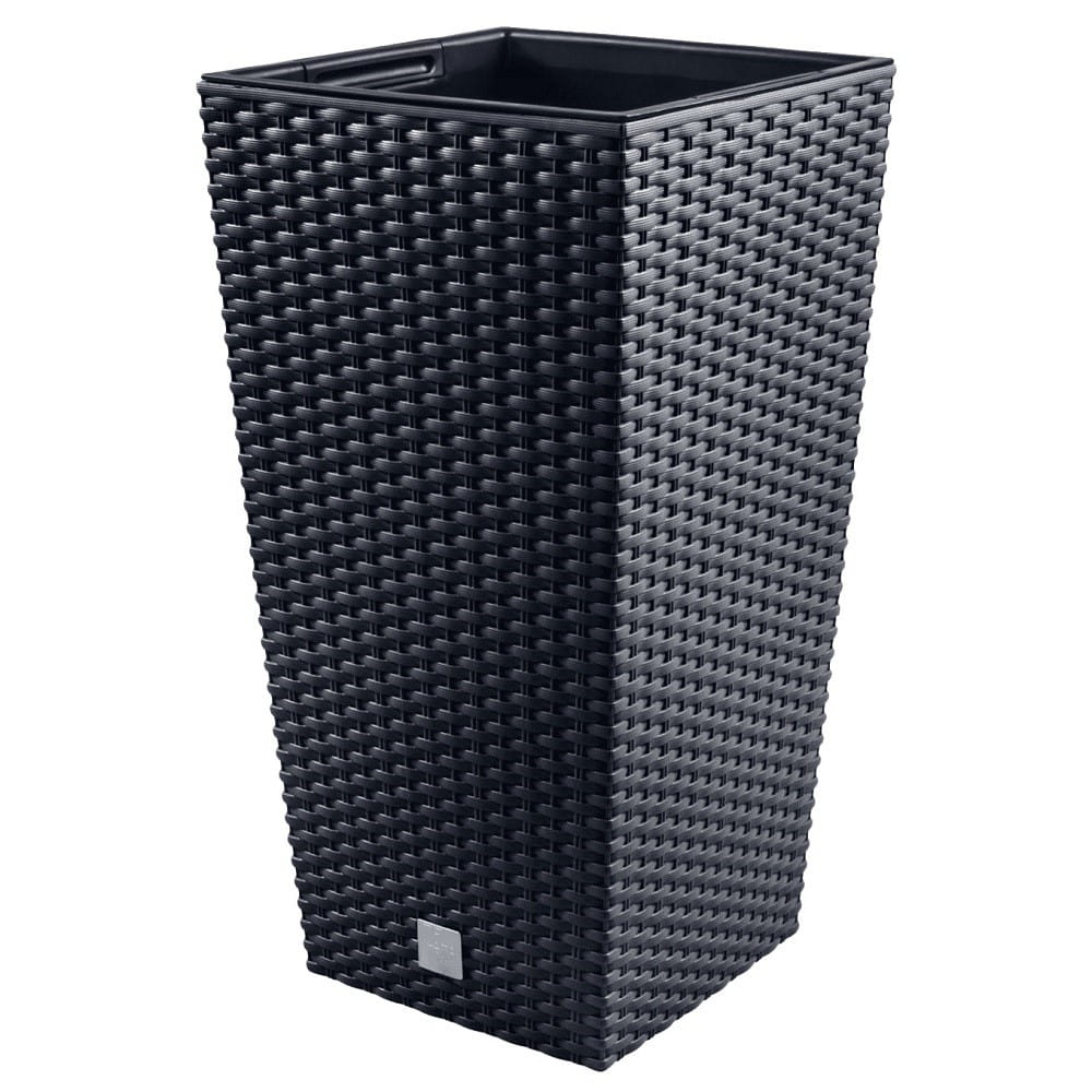 ZANVIC Cache-pot haut style rotin 26x26x50 cm Anthracite - 3