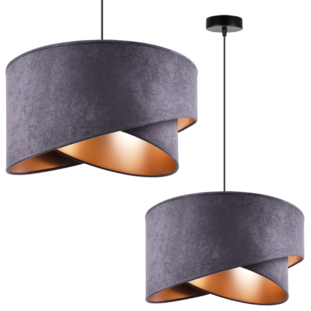 Lampa sufitowa wisząca Mediolan modern 1xE27 abażur asymetryczny owalny szary Light Home LH