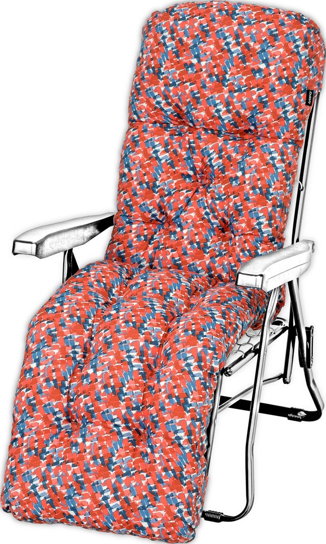 Poduszka ogrodowa na leżak z podnóżkiem AMPO czerwony niebieski 1 szt.