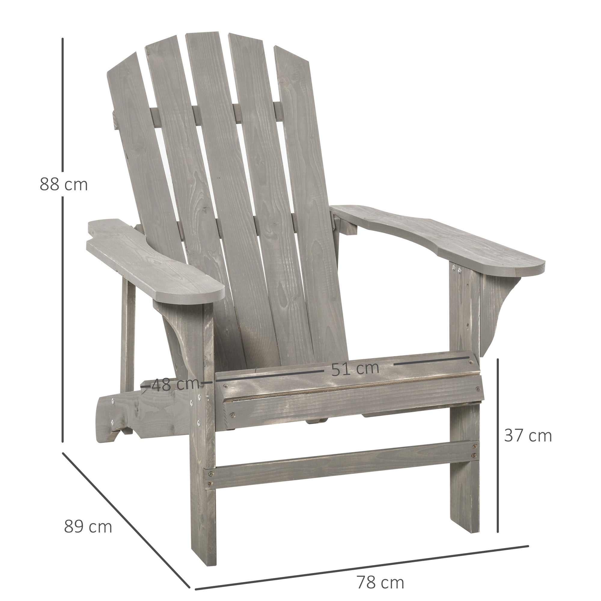 Outsunny - fauteuil de jardin - Bois - 78x89x88cm - Gris - 3