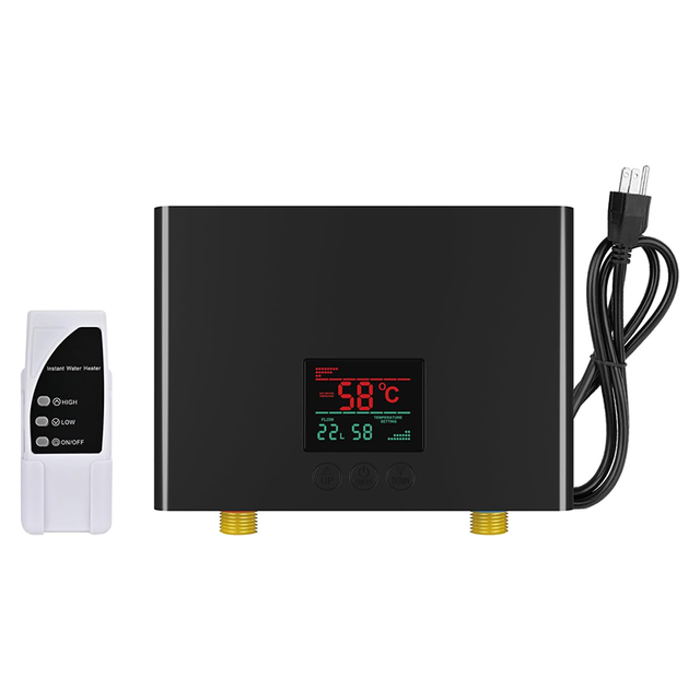 Aquecedor de água elétrico de 3000W com controle remoto e visor LED - Sistema de controle automático - Função de autodiagnóstico (preto)